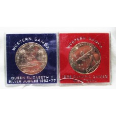 WESTERN SAMOA 1976 & 1977 . ONE 1 DOLLAR COINS . COMMEMORATIVE COINS